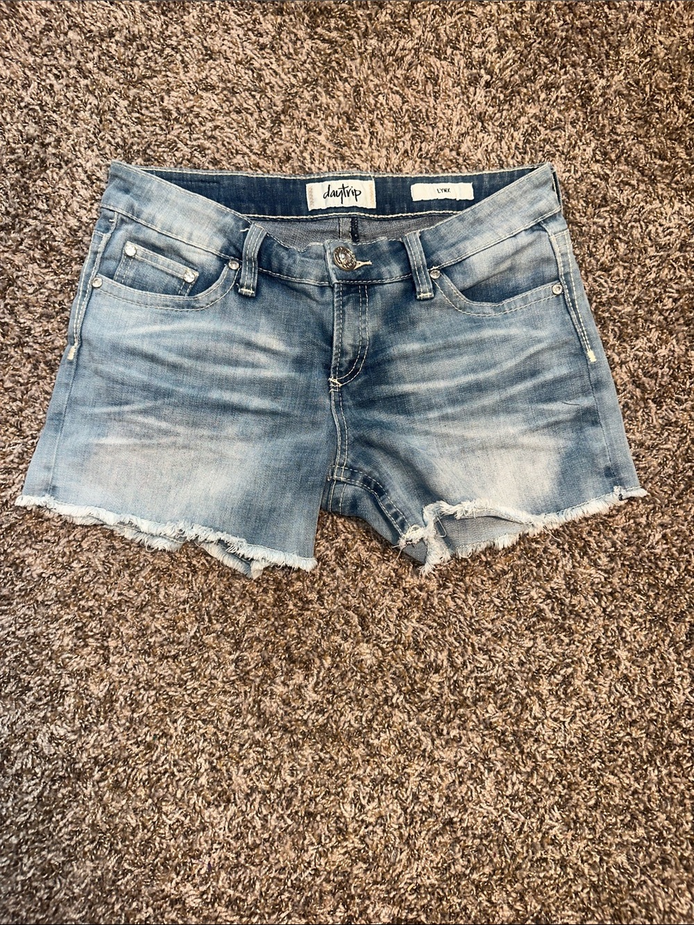 Daytrip Light Blue Distressed Denim Jean Shorts
